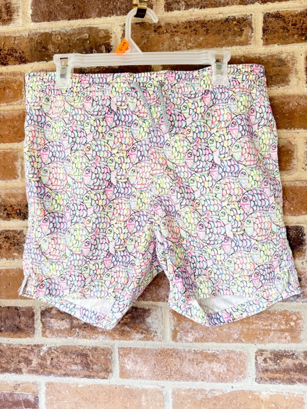 Michaels Pastel Fish Print Athletic Shorts in Pink, Purple, Yellow, Green